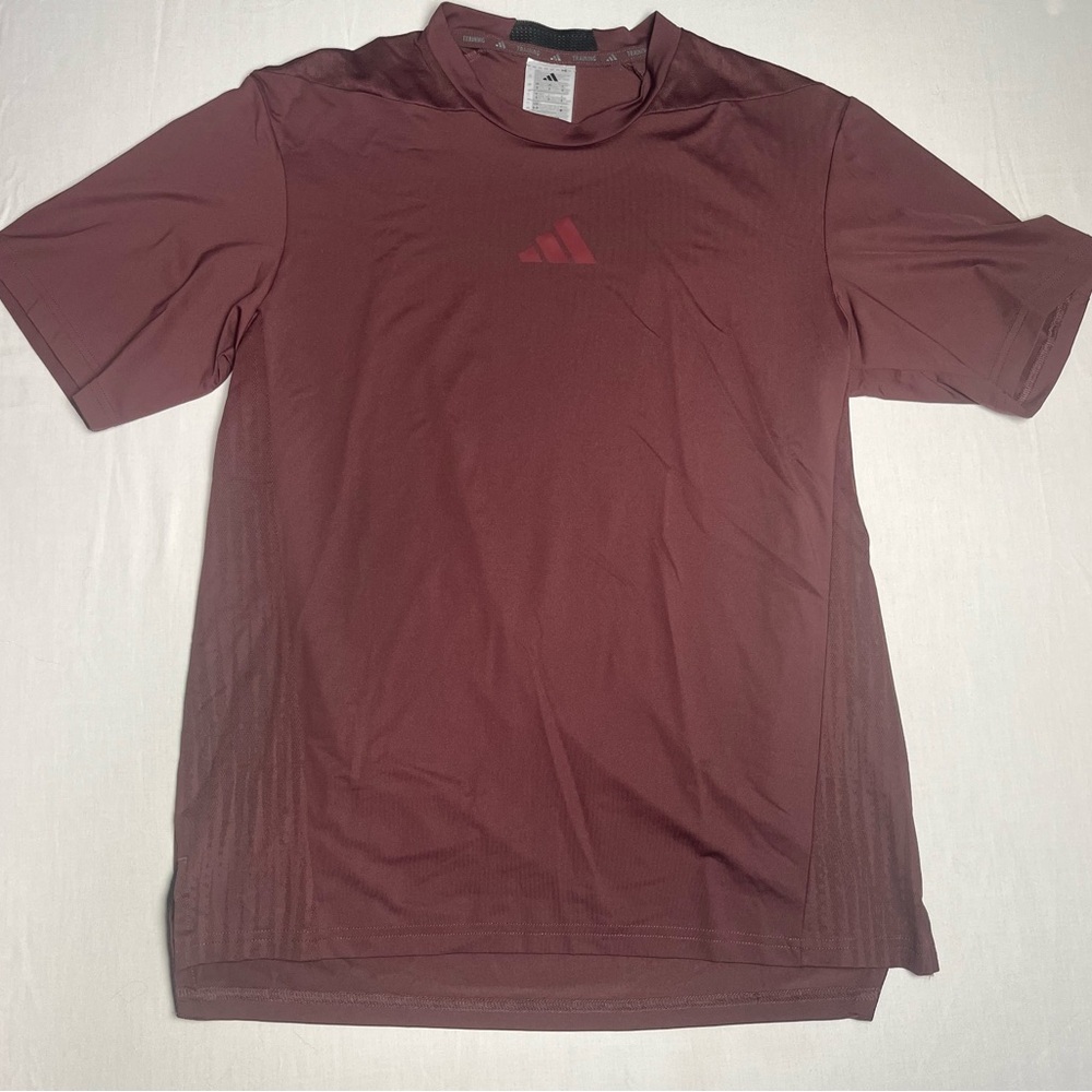 Adidas Men's Burgundy Training Short Sleeve Tee